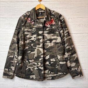 Atmosphere Shacket Womens Size 10 Camouflage Floral Patches Utility Military